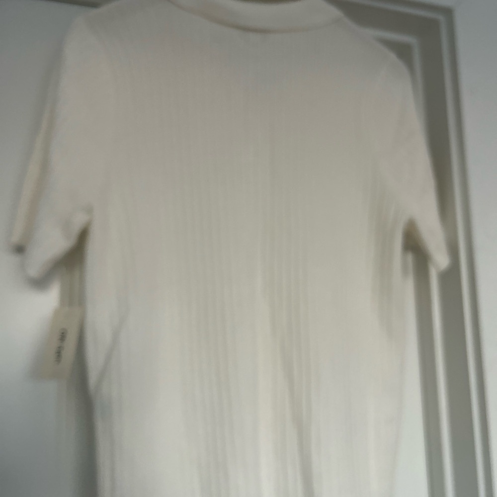 White Ribbed Button-Up Shirt - Picture 5 of 5